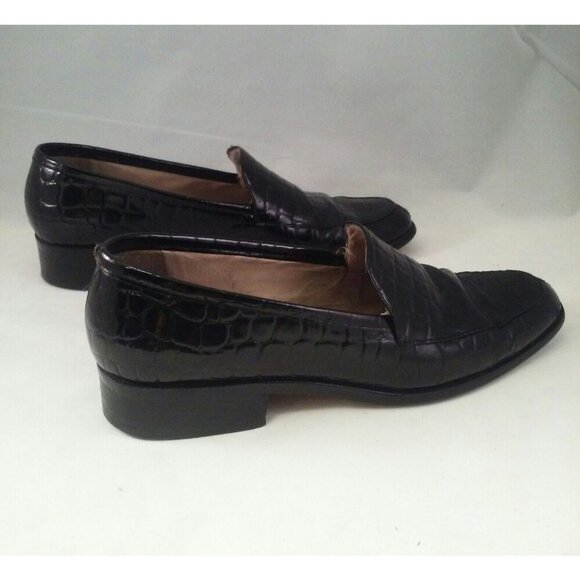 Vintage Enzo Angiolini Black Crocodile Embossed Leather Loafers Mens Shoes Size - Picture 9 of 10